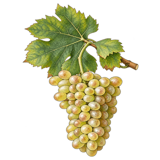 Mondeuse Blanche grape cluster